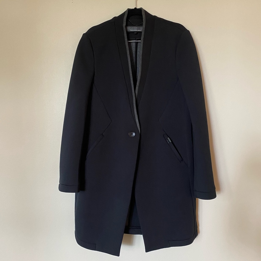 SuperDry Black Scubaknit Trench Coat